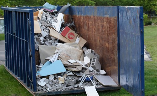 Garbage bins and recycling containers in an urban area