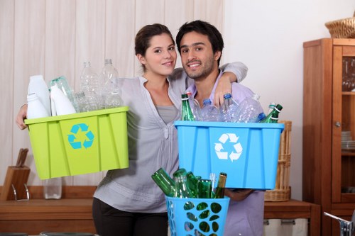 Different types of waste for recycling in Central London